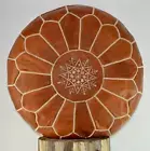 Genuine Handmade Boho Ottoman Leather Footstool Pouf Moroccan Brown