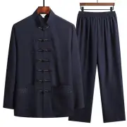 Men Chinese Tang Suit Tai Chi Set Kung Fu Long Sleeve Shirt and Pant Uniform