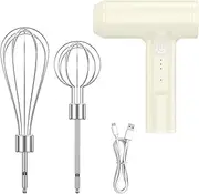 Egg Mixer,Kitchen Hand Mixer,Handheld Whisk,Small Electric Whisk,Electric Hand Mixer,Hand Mixer,Electric Mixer,USB Rechargeable Electric Whisk for Mixing Egg Jam Butter Kitchen Outdoor Use