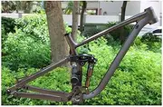Downhill Mountain Bike Suspension Frame 27.5er 29er XC/FR/DH MTB Frame 15.5''/17''/18'' Disc Brake Thru Axle Boost 12x148mm/142mm with Rear Shocks (Color : Titanium, Size : 15.5'')