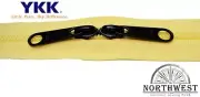 Genuine YKK Nylon Coil Zipper Tape # 5 Lemon 1 yard w/ 2 Black Sliders