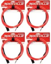 4 Rockville RCXMB6-R Red 6' Male REAN XLR to 1/4'' TRS Balanced Cables