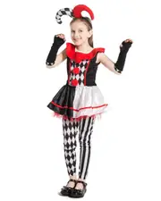 Harlequin Jester Clown Girls Costume