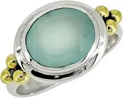 [YoTreasure] Aqua Chalcedony Solid 925 Sterling Silver Brass Ring Jewelry