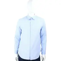 在飛比找Yahoo奇摩購物中心優惠-Emporio Armani 編織格紋純棉水藍長袖襯衫