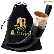 Viking Drinking Horn Mug 650 ML with Leather Strap Beer Wine Cup Ale