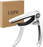 Professional Guitar Capo for Acoustic, Electric, Mandolin, and Ukulele - Mini Size Alloy, Lightweight 6 String (Silver)