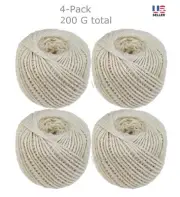 4 Pcs Twine Natural Cotton Macrame String 200G Rope Crafts Kitchen Cord 1mm