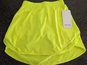 NWT Lululemon Hotty Hot High Rise HR Skirt Long Highlighter Yellow Neon skort 6