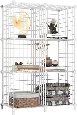 AWTATOS Wire Cube Storage Organizer, Closet Organizers and 6 Cube, White