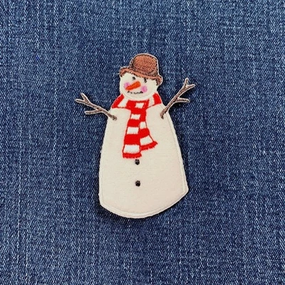 Snowman Applique Patch - Christmas Snow Man With Scarf Embroidered Badge 3"