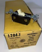 NEW 10 BOXES 4-Way HUBBELL A.C. FLUSH TOGGLE SWITCHES #1204-1 IVORINE WS-896-D