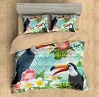 3D Parrot Floral Leaves Colorful Quilt Cover Set Bedding Sets Pillowcases 64