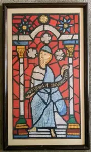 Large Tapestry Embroidery of Prophet Jeremiah French Medieval Stained Glass
