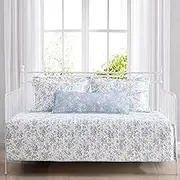 Laura Ashley Home - Daybed Set, Floral Bedding with Matching Shams & Pillow Cover, Home Decor for All Seasons (Walled Garden Blue, Daybed)