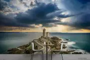 3D Ocean Reef Lighthouse Cloudy Wallpaper Wall Murals Removable Wallpaper 791