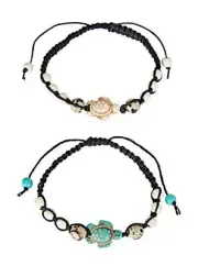 Turtle Bracelet Set Best Friend Couples Distance (or Anklet) Collection 2 Pack