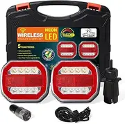 Wireless LED Rear Lights Pendant with Magnet, Wireless Light Set with Dynamic Indicator, 12 V 24 V Universal Rechargeable LED Rear Lights Wireless Magnetic Battery Rear Light Pendant