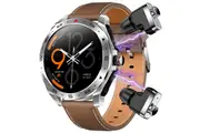 2 in 1 Bluetooth Smart Watch Wireless Earphones 1.52" IPS Touch Screen BT 5.0 - Brown Leather