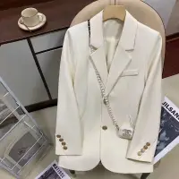 在飛比找蝦皮商城精選優惠-白色西裝外套韓版女新款設計感時尚百搭氣質單排扣小西裝