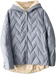 [Mkjuuior] Ultra-Light Patchwork Winter Duck Down Jacket For Women, Quilted Warm Oversized Long Hooded Jacket