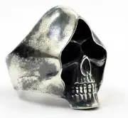 Death Skull S925 sterling silver handmade retro heavy biker dark punk men's Ring