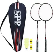 SPP Badminton Racket Set of 2 – Lightweight Racquets with Bag, 3 Shuttlecocks, 2 Overgrips | Badminton Set for Beginners and Intermediate Players