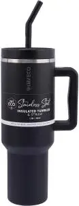 Ever Eco Insulated Tumbler with Handle & Straw Onyx 1.18L