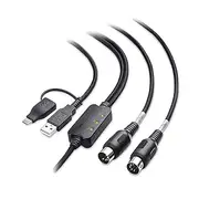 Cable Matters MIDI to USB Cable 2m (USB MIDI Cable, MIDI to USB C Cable) in Black