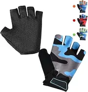 [CubePlug] Kids Half Finger Fingerless Cycling Gloves - Breathable, Non-Slip, Shockproof, UV Protection Kids Mittens - Perfect for Outdoor Sports, Training, Climbing, Skateboarding