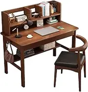 Kids Desk and Chair Set, Children Study Table, Children Writing Desk with Storage Drawers and Hooks, Suitable for Reading, Drawing and Learning (Color : Brown 2, Size : 100x60x110cm)