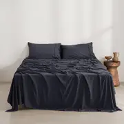 Dreamaker Superfine Washed Microfibre Sheet Set Navy (Single, King Single, Double, Queen, King, Super King)