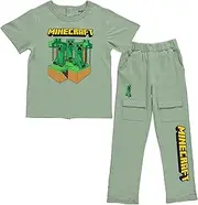 [Minecraft] Boys Adaptive T-Shirt & Cargo Sweatpants Set, Gaming Clothing Little and Big Boys Sizes