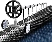 Aquabuddy Pool Cover 600 Micron Solar Heat Blanket 6.5x3m w/ 4m Roller Black