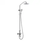 WELS Square Rain Twin Shower Head Round Hand held Spray Head With Sliding Rail
