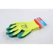 HILKA GREEN LATEX COATED WORK GLOVES MEDIUM