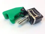 ON/ON SPDT 3P TOGGLE SWITCH SPADE TERM w/COVER GREEN 20A 125V #661902/665013