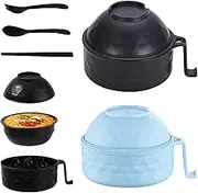 6 Piece Ramen Bowl Set, Microwave Ramen Bowl, Ramen Noodles Bowl, Ramen Noodle Cooker, Instant Noodles Bowl with Chopsticks Fork Spoon, for College Dorm Room Apartment (2Sets-A)