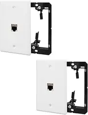 ULXIOM Ethernet Wall Plate 1 Port with RJ45 Keystone Jack Coupler and Bracket, for Cat5 Cat6 Cat7 Female Shielded Network Cable Connector, Single Gang Ethernet Wall Plate, White 2 Pack