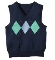 Carter's Argyle Sweater Vest Diamond V Neck Navy Blue Size 24M Infant Boys New