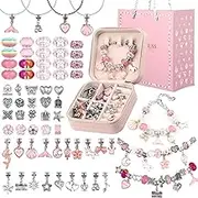 UFU Charm Bracelet Making Kit Girls Beads for Jewelry Making Kit, Unicorns Arts Crafts Gifts Set for Teen Girls Age 5 6 7 8-12, with a Portable Bracelet Organizer Box