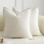 Pack of 2 Decorative Throw Pillow Covers Accent Solid Woven Textured Cushion