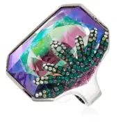 Swarovski Gisele Ring Palladium-plated Green And Fuchsia Gisele Ring Size 52/6