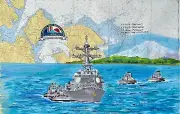 US Navy Valiant Harbor Tugboats art print tug harbor veteran sailor gift DDG-106