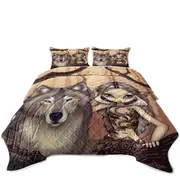 Forest Elf Girl and Her Wolf Coverlet