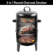 Heavy Duty 17" Charcoal BBQ Smoker – Steel Grill w/ Thermometer for Outdoor Use