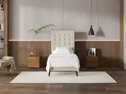 My Style Buttoned Headboard & Slimline Base - King Single / Batiste Nougat / Slimline Base