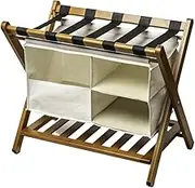 Luggage Rack Suitcase Stand Wooden Suitcase Storage Rack Hotel Bedroom Double Layer Foldable Luggage Rack Floor-Standing Suitcase Stand Luggage Shelf Luggage Stand