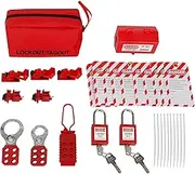 Electrical Lockout Tagout Kit, Includes Loto Padlocks, Plastic Hasp, Steel Hasp, Circuit Breaker Lockouts, Plug Lockout, Lockout Tagout Tags, Nylon Zip Ties and Carry Bag