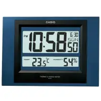 在飛比找momo購物網優惠-【CASIO 卡西歐】溫溼度電子掛鐘(藍-ID-16S-2)